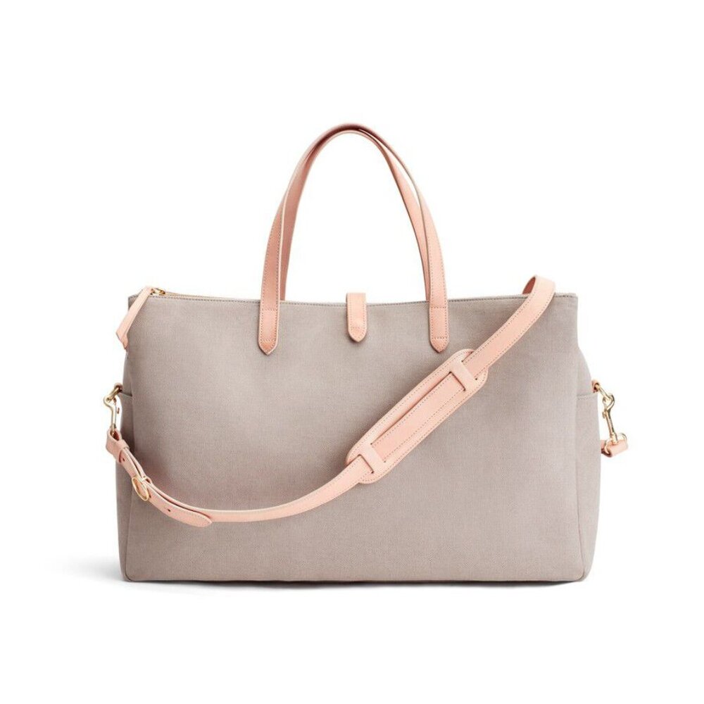 Cuyana Triple Zipper Weekender - Soft Grey/Natural